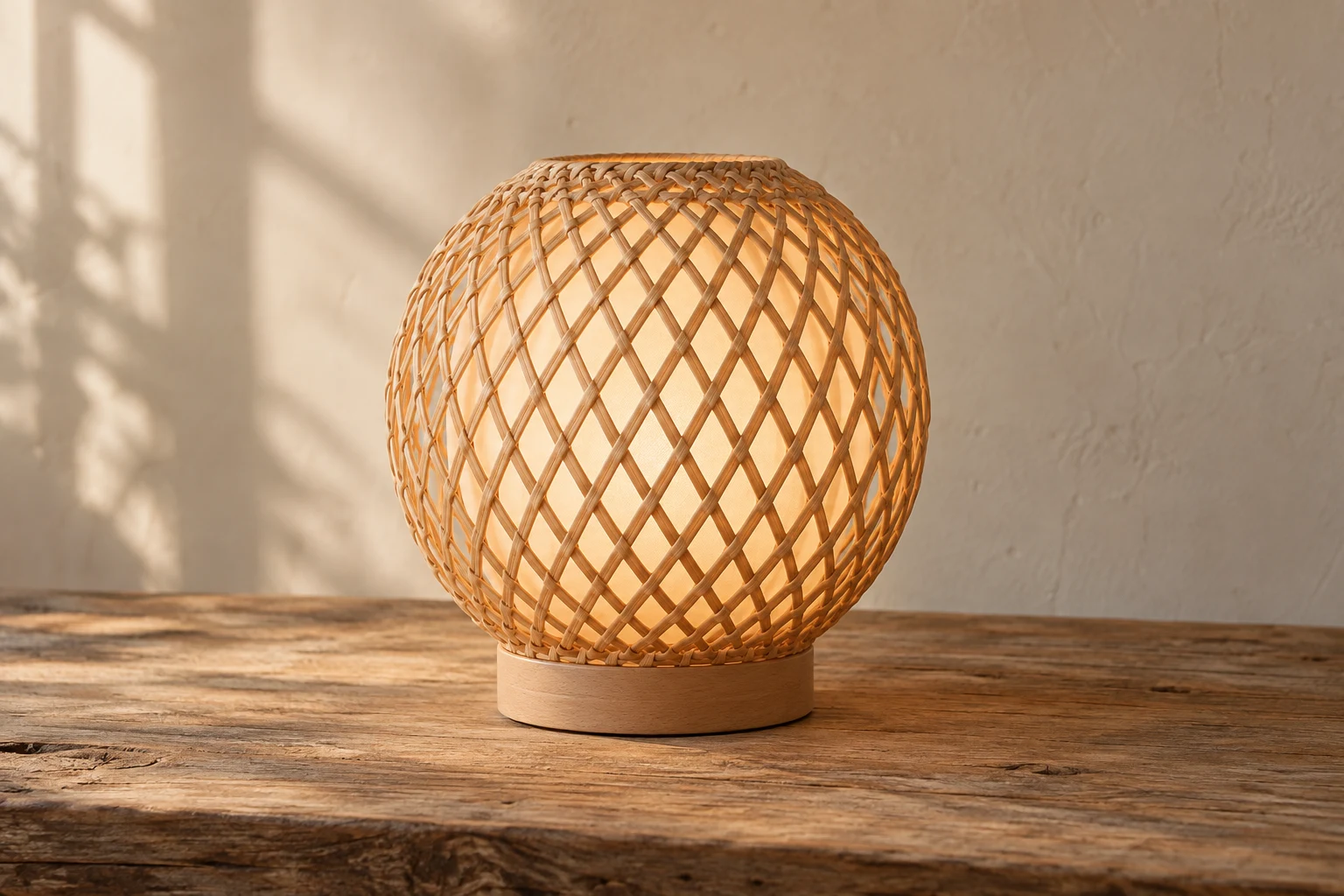Kumo Globe, natural rattan night light