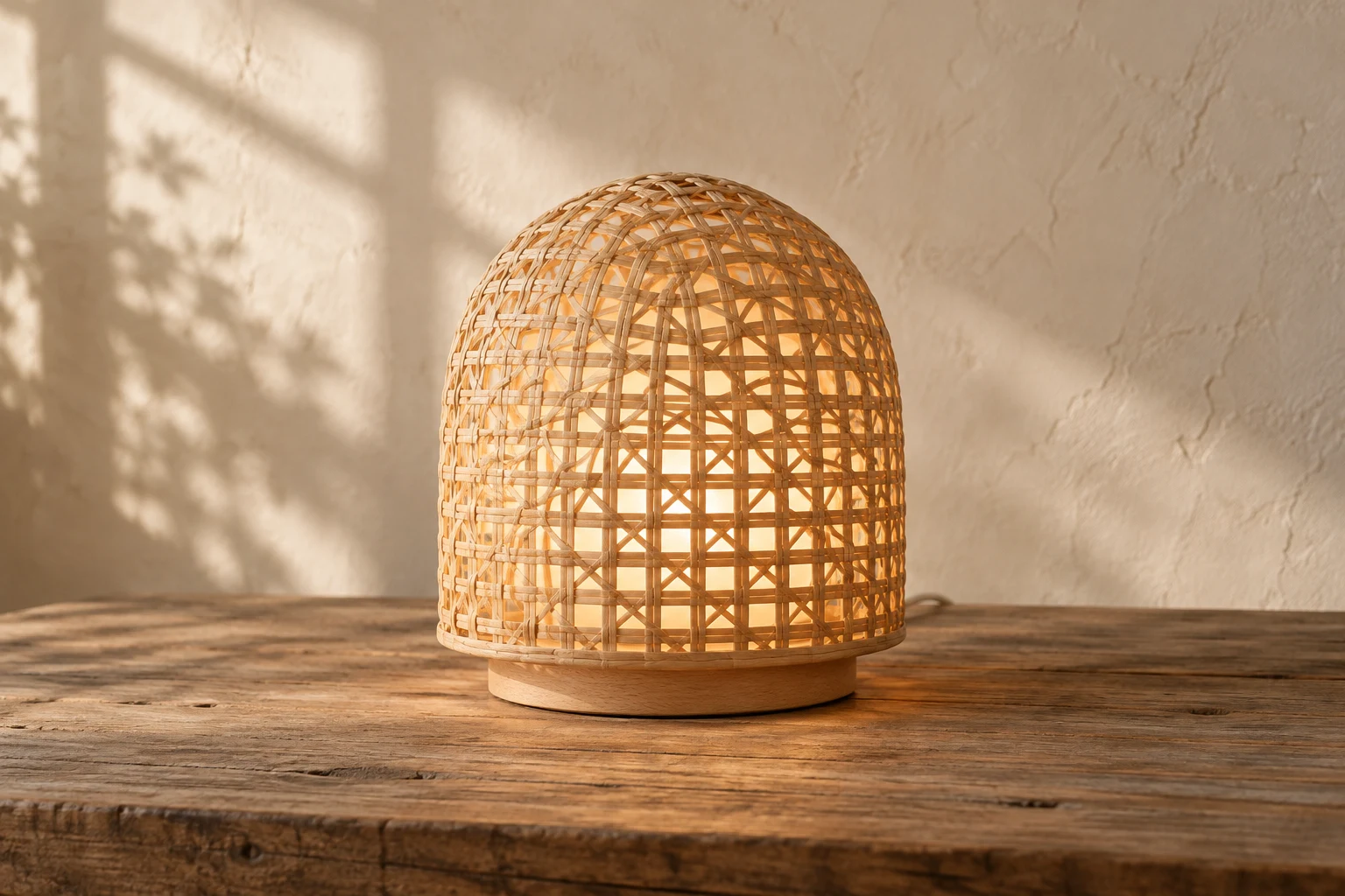 Nagi Dome, natural rattan night light
