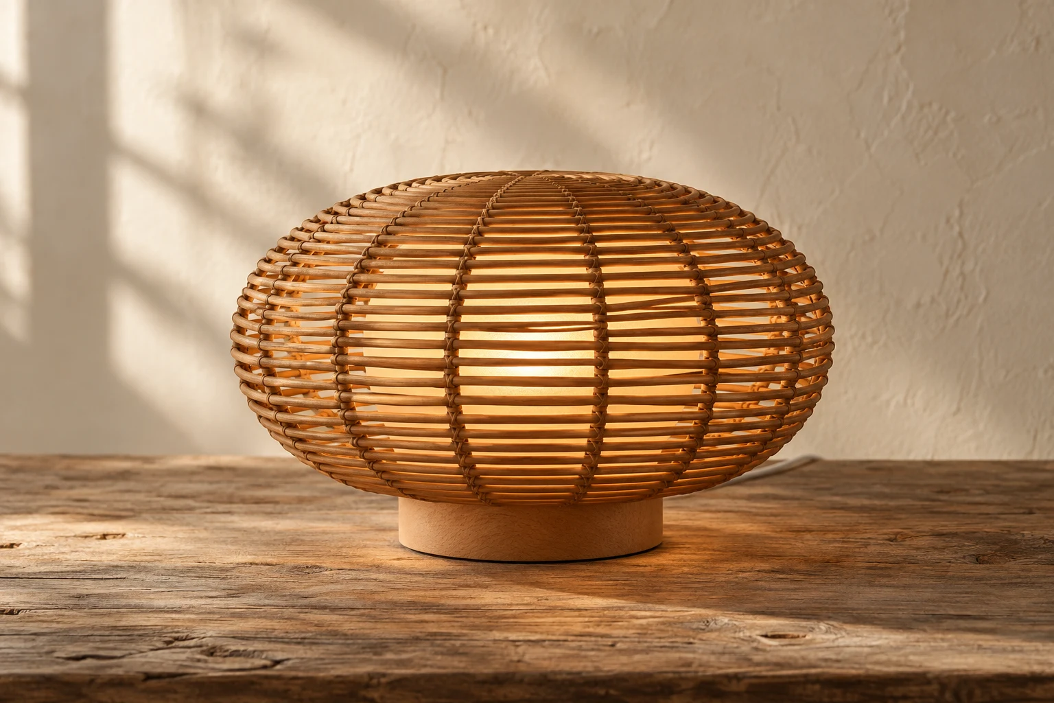 Tsuki Halo, toasted rattan night light